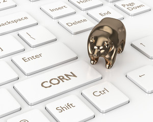 Wall Mural - 3d render of keyboard with corn key and bear