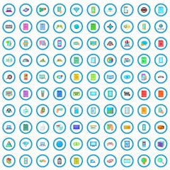Poster - 100 network icons set in cartoon style for any design vector illustration
