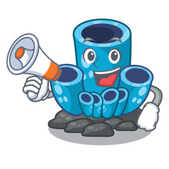 Poster - With megaphone blue sponge coral the shape cartoon