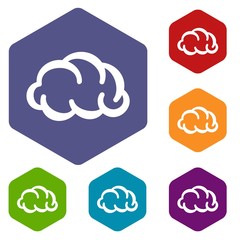 Poster - Communication cloud icons vector colorful hexahedron set collection isolated on white