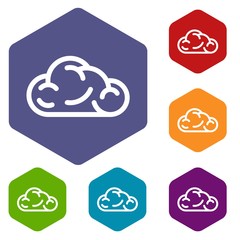 Poster - Ui cloud icons vector colorful hexahedron set collection isolated on white