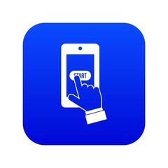 Poster - Playing games on smartphone icon digital blue for any design isolated on white vector illustration