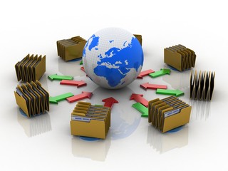 Poster - 3d rendering Documents copying one file to another