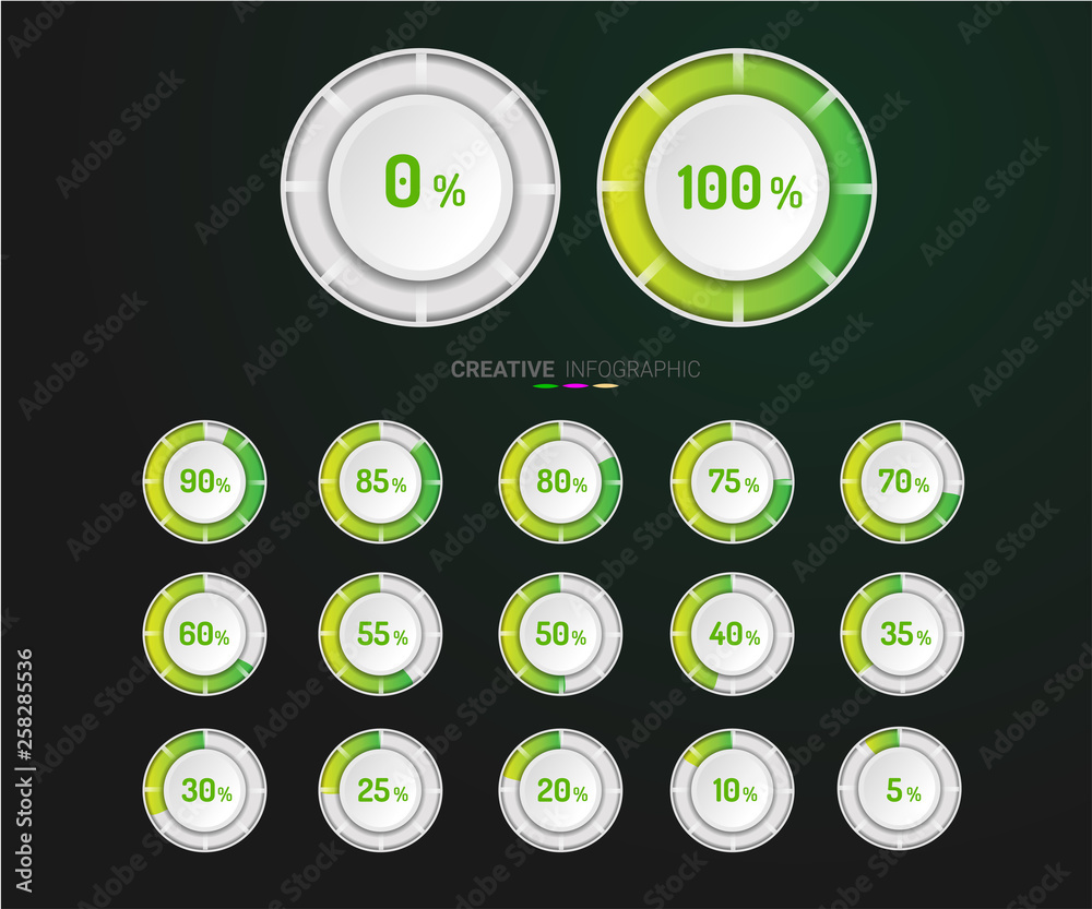 Document 61Set of circle percentage diagrams from 0 to 100 ready-to-use ...