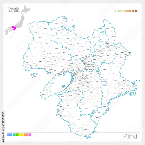 近畿の地図 Kinki 白地図風 Stock ベクター Adobe Stock