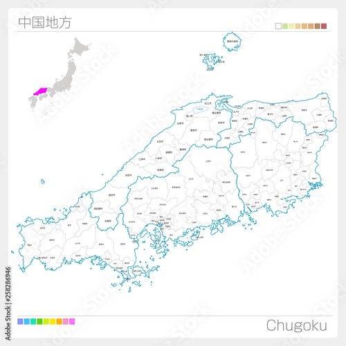 中国地方の地図 Chugoku 白地図風 Stock ベクター Adobe Stock