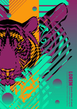 Abstract Cover Design Poster With Tiger