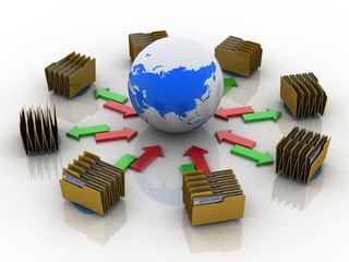 Poster - 3d rendering Documents copying one file to another
