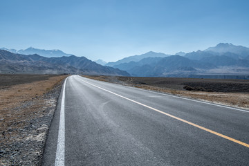 Wall Mural - Highway across the Grand Canyon, Xinjiang, China 