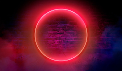 brick wall, background, neon light