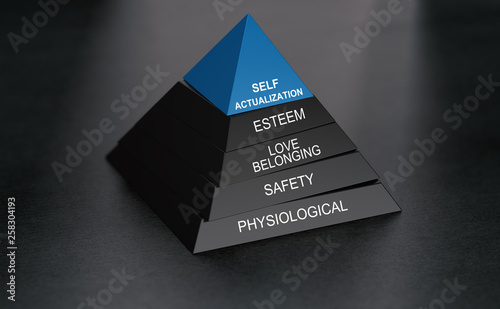 Fotografía Psychology concept. Self-actualization and pyramid of needs