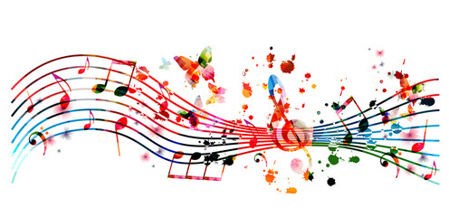 music background with colorful music notes vector illustration design. artistic music festival poste