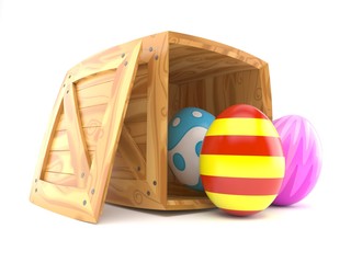 Poster - Easter eggs inside wooden crate