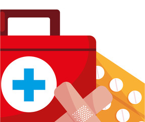 Canvas Print - medical kit with medicine icons