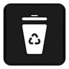 Poster - Vector image of a flat, linear trash can icon. Black button with a white trash can
