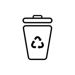 Poster - Vector image of a flat trash can icon. Isolated trash can on white background