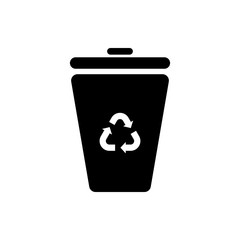Poster - Vector image of a flat trash can icon. Isolated trash can on white background