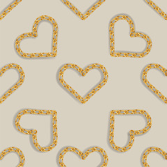 Wall Mural - Seamless pattern with golden heart chain. Golden Chain Ornament for Fashion Prints