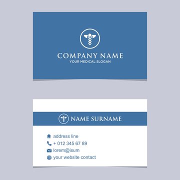 Blue and White Medical, healthcare, business card template vector 