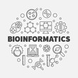 Bioinformatics vector round concept illustration in thin line style