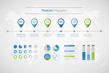 Aufkleber - Timeline vector infographic. World map