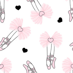 Wall Mural - Dancing ballerina legs pattern. Ballet themed seamless background. Simple cute girlish surface design. Perfect for girl fashion fabric textile, scrap booking, wrapping gift paper.