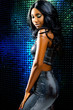 Attractive african woman against disco background.