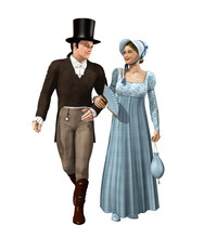 Beautiful Victorian Couple Taking A Stroll