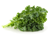 Fresh Organic Green Kale Leaves Isolated Over White Background