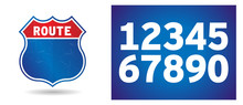 US Route Shield With Numbers Separated