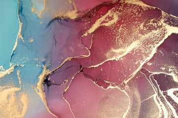 Fototapeta Sztuka współczesna. Marmurowa kolorowa struktura z elementami złota