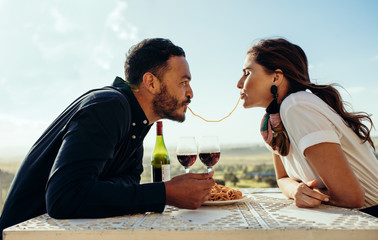 Poster - Romantic couple having fun on a date