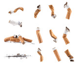 Fototapeta Tęcza - Dirty cigarette buds isolated set