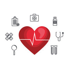 Sticker - heart cardio with medical icons