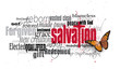 Salvation word montage with Christian Cross and New Life Butterfly