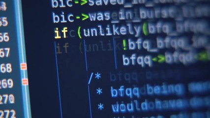 Wall Mural - the program code scrolls on the computer screen