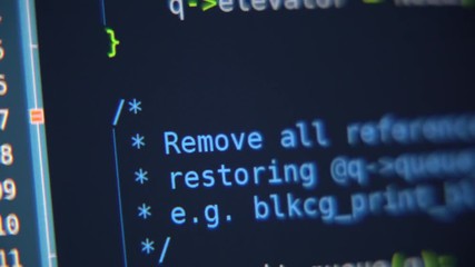 Wall Mural - the program code scrolls on the computer screen