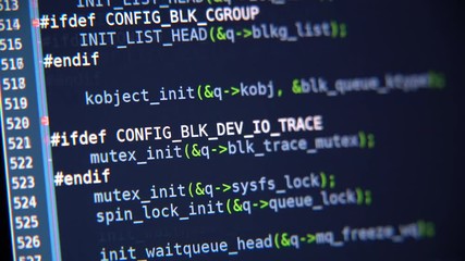 Wall Mural - the program code scrolls on the computer screen