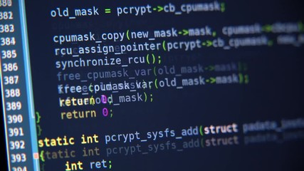 Wall Mural - the program code scrolls on the computer screen