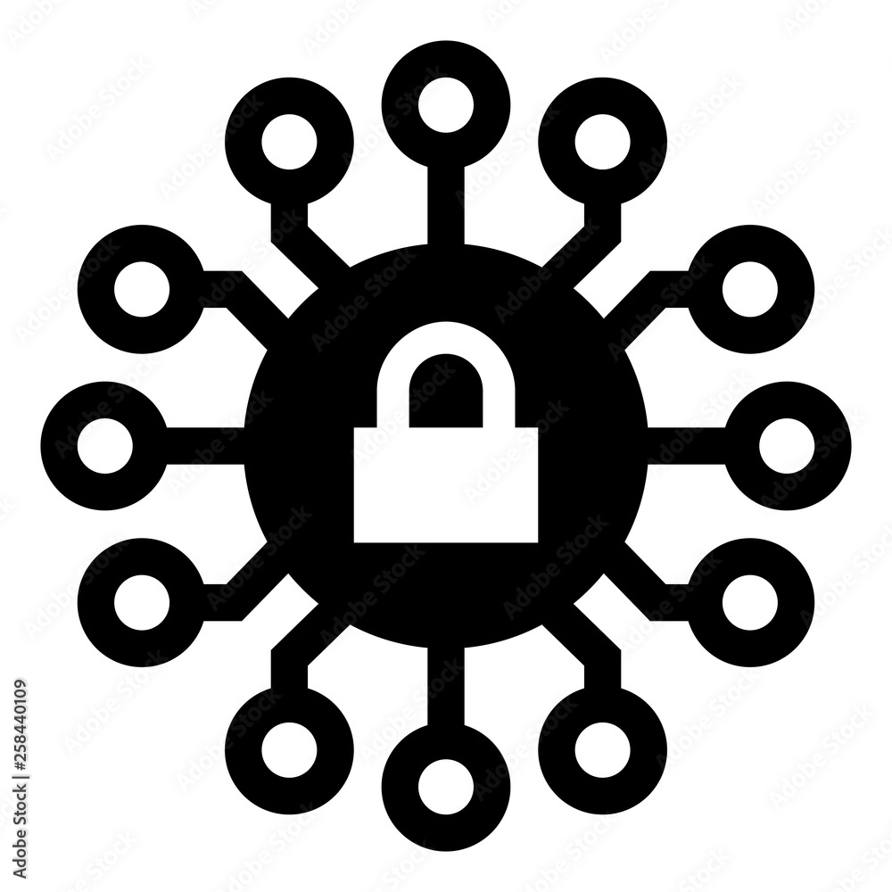 Cyber Security Circuit Lock Icon Stock Vector | Adobe Stock