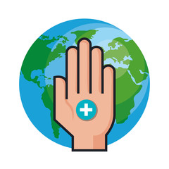 Wall Mural - hand with world health day