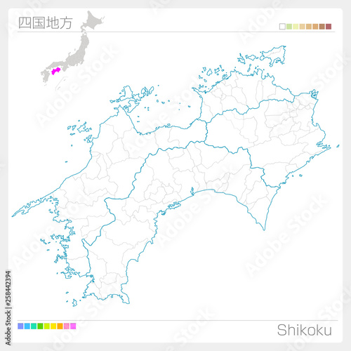 四国地方の地図 Shikoku 白地図風 Stock ベクター Adobe Stock