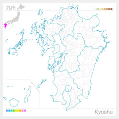  Mapa regionu Kiusiu · Kiusiu (styl pustej mapy)