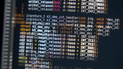 Wall Mural - the program code scrolls on the computer screen