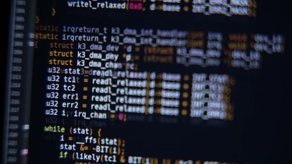 Wall Mural - the program code scrolls on the computer screen