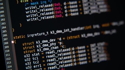 Wall Mural - the program code scrolls on the computer screen