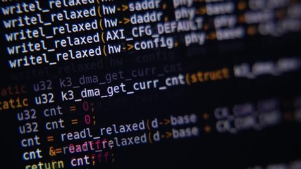 Wall Mural - the program code scrolls on the computer screen