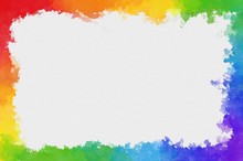 Rainbow Watercolor Border With Space For Your Text