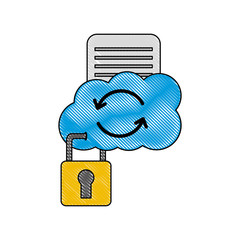 Wall Mural - cloud computing with document and padlock