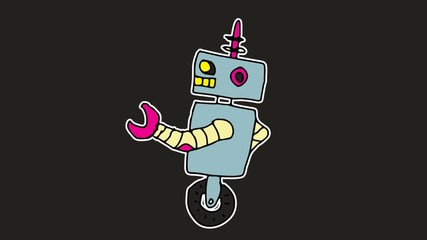 Poster - kids drawing black screen with theme of robot